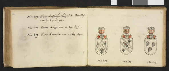 Ilustração proveniente de um arquivo privado da Biblioteca Nacional, intitulada Insignia quædam virorum illustrium in Norvegia quodam habitantium, de Iver Nielssøn Hirtzholm