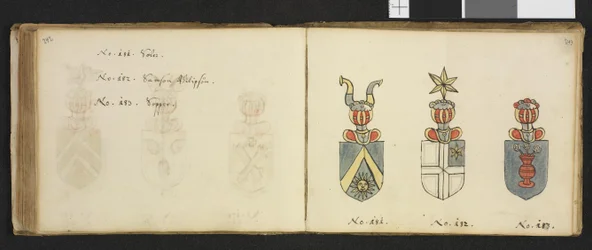 Ilustração proveniente de um arquivo privado da Biblioteca Nacional, intitulada Insignia quædam virorum illustrium in Norvegia quodam habitantium, de Iver Nielssøn Hirtzholm