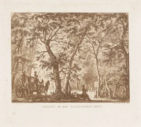 Carruagem e caminhantes no Haarlemmerhout Vista no Haarlemmer Hout (título no objeto)
