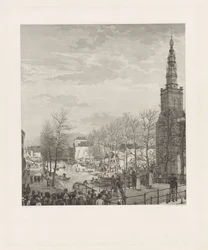 Devastação no Steenschuur após o desastre da pólvora de Leiden, 1807