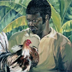 Abel com galo de combate, 1961