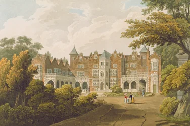 Holland House, a sede do Senhor Honrado Lord Holland, gravado por R. Havell und Son