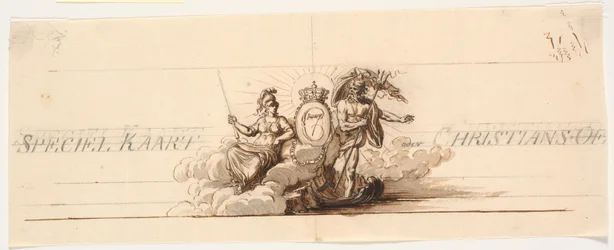 Rascunho para a vinheta do título e prospecto para o mapa de Christiansø