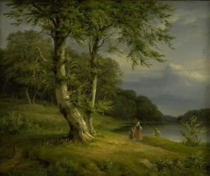 Paisagem arborizada perto do Lago Bagsværd
