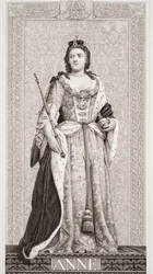 Rainha Ana (1665-1714) de "Ilustrações da História Escocesa e Inglesa", Volume II