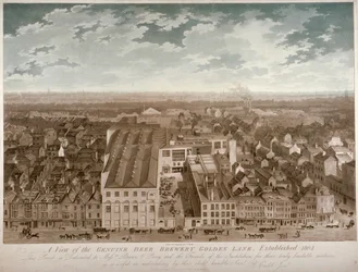 Vista aérea da Cervejaria Genuine Beer, Golden Lane, City of London, 1807