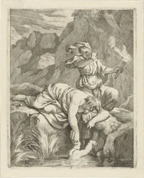 Tétis submerge Aquiles no Estige Cenas da Vida de Aquiles (título da série) Vitam et mortem achilli (título da série)