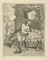 Tétis mancha Aquiles com ambrosia Cenas da Vida de Aquiles (título da série) Vitam et mortem achilli (título da série)