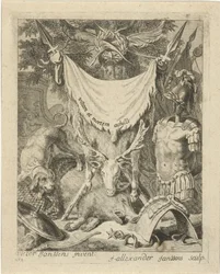 Impressão de título para uma série com cenas da vida de Aquiles
Cenas da vida de Aquiles (título da série)
Vitam et mortem Achilli (título da série sobre o objecto)