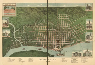 Vista aérea de Paducah, Kentucky 1889.