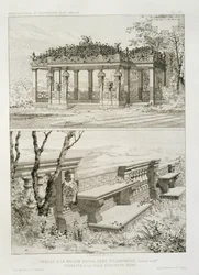 Pergola de La Maison Rouge perto de Villemomble, projetada por Cordier e terraço da Villa Borghese, Roma, c.1880