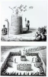 A Loja do Profeta e Medawisos de um livro de Henry Schoolcraft (1793-1864)
