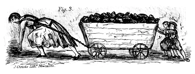 Putters de carvão para mulheres e crianças, Mid e East Lothian, Escócia, 1848
