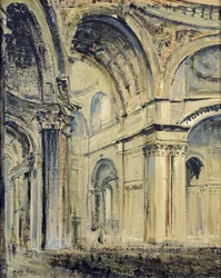 Interior da Catedral de São Paulo (óleo sobre tela colocado a bordo)