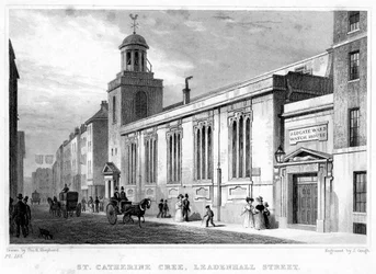 Igreja de St Katherine Cree, rua Leadenhall, cidade de Londres, século XIX.
