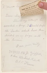 Carta ao editor de competição do Liverpool Weekly Courier, 1917