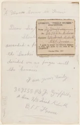 Carta ao editor de competição do Liverpool Weekly Courier, 1917