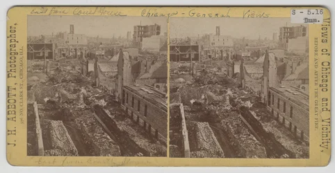 A vista do leste do tribunal após Chicago Fire de 1871