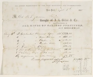 Bill of Sale para o Coronel BS Jordan, 5 de setembro de 1855 (tinta no papel)