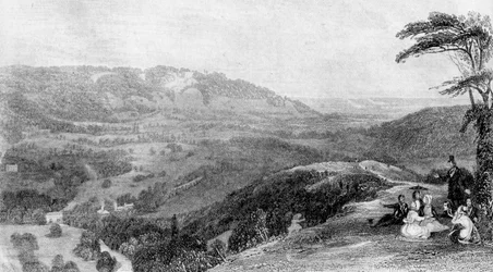 Vista de Box Hill, olhando para Norbury, Surrey, século XIX.