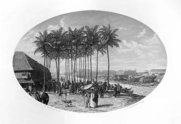 Fundação da Batávia, Java, Índias Orientais Holandesas, 1619, c1870.