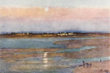 Moonrise at Sunset, de La Croix Blanche, Mont St Michel (cor litho)
