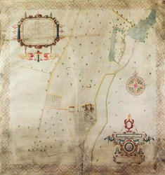 Mapa da Mansão de Shifnal, Shropshire, 1635 (tinta e cor sobre velino)