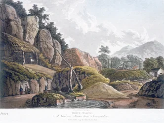 Fabricação de tijolos perto de Stanton Drew, Somerset, 28 de fevereiro de 1798 (aquatinta colorido)