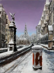 Fleet St sob a neve, 2000 (pintura a óleo)