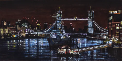 HMS Belfast à noite, 2000 (pintura a óleo)