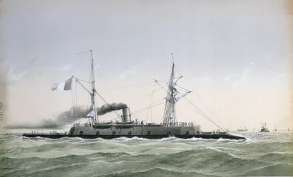 Navio de guarda costeira da marinha francesa Le Rochambeau, c. 1870