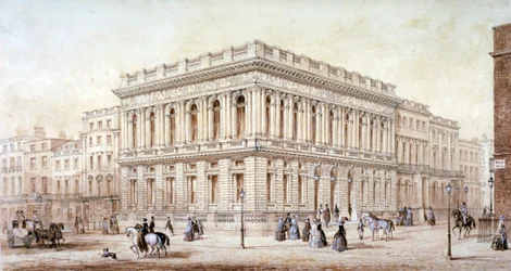 Vista do Army and Navy Club em Pall Mall, Westminster, Londres, c1853