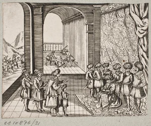 Ilustração de Adam Olearius, “Persian Rosenthal por um engenhoso poeta Schich Saadi […]”, Schleswig 1660
