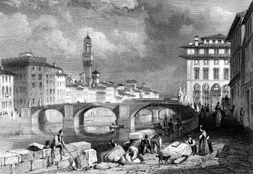 Ponte Santa Trinita, Florença, Itália, século XIX.