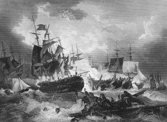 Vitória do almirante Duncans sobre a frota holandesa, Mar do Norte, 11 de outubro de 1797, c1857