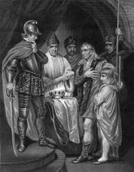 Balliol entregando sua coroa a Eduardo I da Inglaterra, 1296.