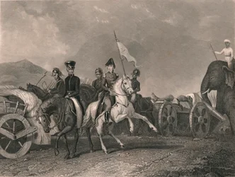 Derrota e morte de Dhoondiah em Conaghull, 1800, início do século XIX.