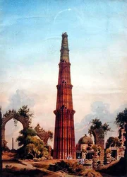 Qutb Minar, Delhi, c.1815 (aguarela sobre papel)