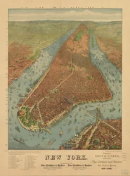Mapa de perspectiva não desenhado em escala. Nova york