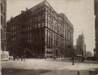 O canto sudeste das ruas Dearborn e Monroe, Chicago, 1890