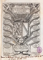 Página com meio título de coleção de doze comédias de Felix Lope por Vega Carpio (1562-1635)