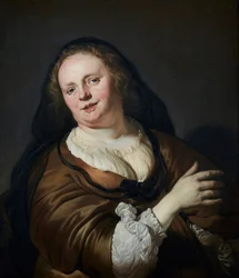 Tronie de uma mulher com véu preto