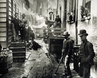 Vista, de, pequeno, itália, rua amora, nova iorque, eua, c.1890