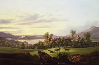 Vista sobre Bergen de Haukeland (óleo sobre tela)