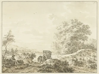 Paisagem montanhosa com reboque de viagem
