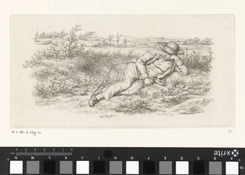 Homem reclinado em uma paisagem Impressões de estudo / Etudes gravées (título da série)