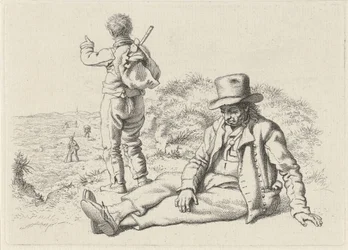 Sentado e um homem de pé numa praia
Trabalho de impressão de estudos / Etudes gravées (título da série)
