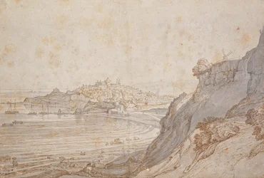 Uma visão de centeio de Point Hill (tinta marrom e cinza lavar)