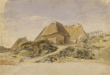 Cabanas de pescadores na praia de Hopesberg, 1834 (lápis e wc no papel)