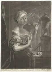 Mulher jovem com ventilador